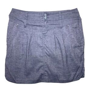 Prana Lizbeth Hiking Chambray Skirt Gray Sz 4 Hemp Blend Quick Dry Pockets